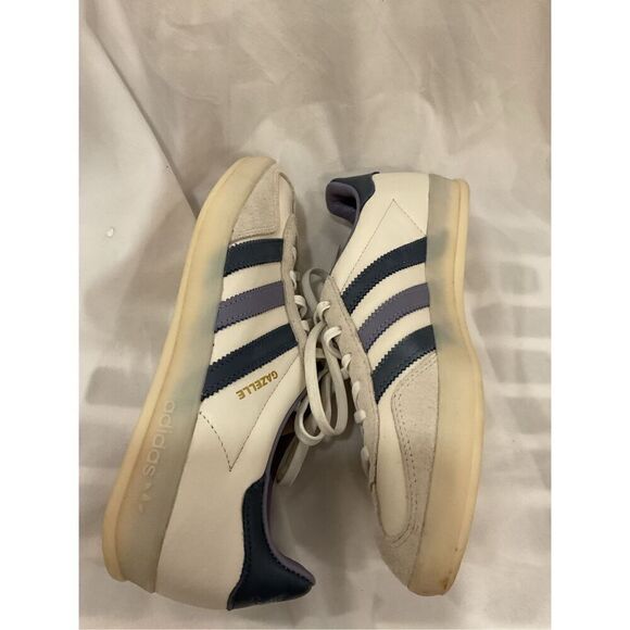 Adidas Men\'s Off-White Navy Gazelle Indoor Shoes Size 7 NWOT